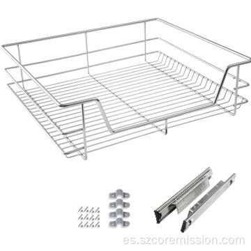 2x Cesta de cocina extraíble telescópica cromada de 60 cm